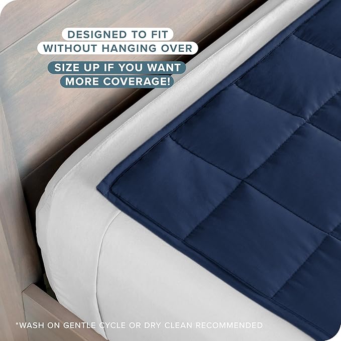 Bare Home Weighted Blanket Twin or Full Size 7lb (40" x 60") - All-Natural 100% Cotton - Premium Heavy Blanket Nontoxic Glass Beads (Dark Blue, 40"x60")