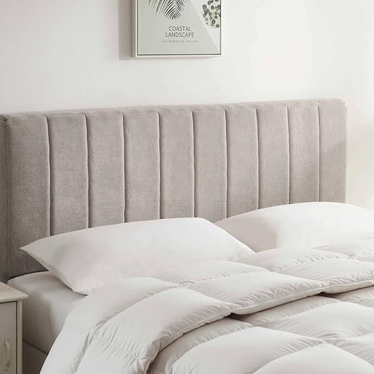 Nestl Upholstered Twin Headboard - Easy Assemble Channel Stitched Headboard Twin Size - Wall Mounted Headboards with 3D Soundproof Wall Panels Peel & Stick Floating Headboards, Silver