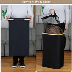 Laundry Hamper with Lid, 110L Large Laundry Hamper with Handle and Lid, Collapsible Clothes Basket Organizer with Removable Inner Bag for Clothes Toys Towels - Black