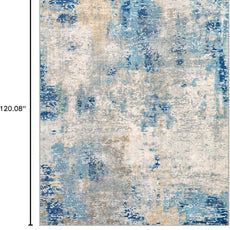 Lahome Modern Abstract Living Room Rug, Washable 8x10 Area Rugs for Bedroom Stain Resistant Non Slip, Large Blue Soft Indoor Carpet for Dining Room Table Apartment, Blue/Grey