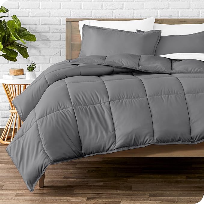 Bare Home Comforter Set - Queen Size - Ultra-Soft - Goose Down Alternative - Premium 1800 Series - Reversible - All Season Warmth (Queen, Chester Buffalo Plaid - White/Black)
