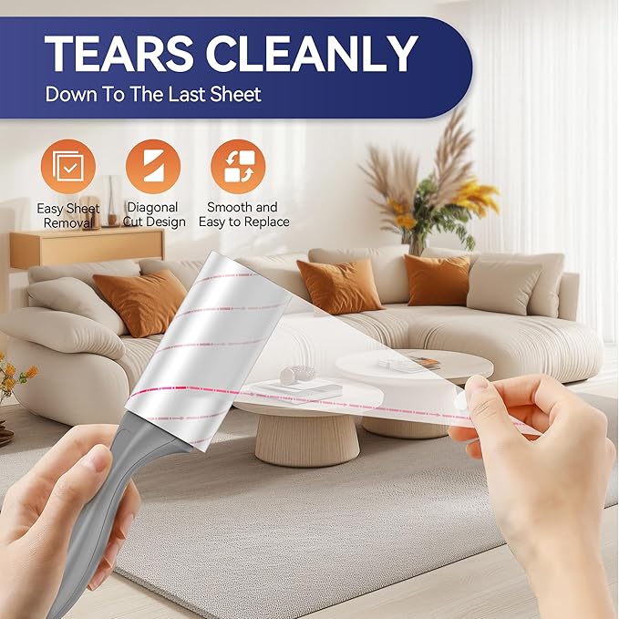 Extra Sticky Lint Roller Refills Only,1320 Easy-Tear Sheets for Mega Value Set 1.5 inches for Pet Hair Removal, Dog and Cat Lint Remover (12 Pack Refills)