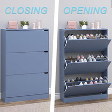 Shoe Cabinet with 3 Flip Drawers, Hidden Wood Shoe Cabinet,Freestanding Shoe Storage Cabinet for Entryway Hallway. 47.2