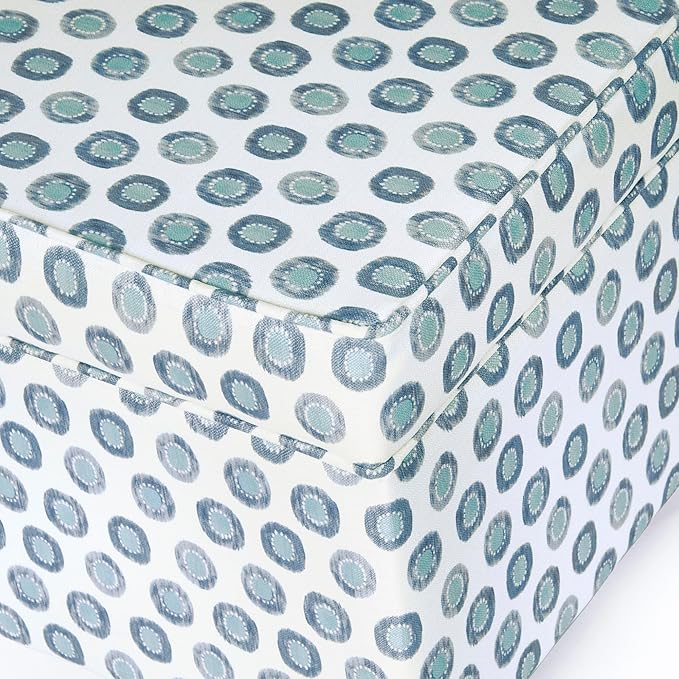 Homepop Home Decor | K7342-A876 | Classic Square Storage Ottoman with Lift Off Lid | Ottoman with Storage for Living Room & Bedroom, Small Multi Green Medallion Ikat Print