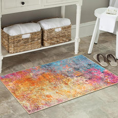 Lahome Modern Abstract Area Rug - 2x3 Small Kitchen Rug Washable Rugs for Entryway Colorful Bathroom Rug Non Slip, Rainbow Contemporary Front Indoor Doormat Floor Throw Carpet for Bedroom
