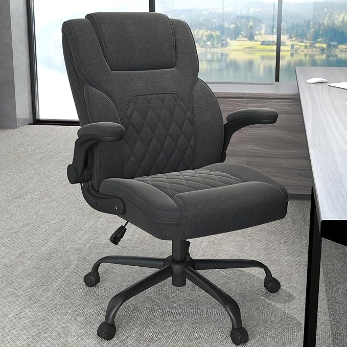 AnyGod Ergonomic Computer Desk Chairs with Flip-up Armrests, Lumbar Support, High Back, 360° Swivel and Rocking Function for Home Office