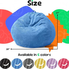 Hobestluk 2.5FT Bean Bag Chair Beanbags Small Bean Bag Chair with Filler Included Teardrop Bean Bag with Removable Cover for Bedroom Living Room (Small, Blue)