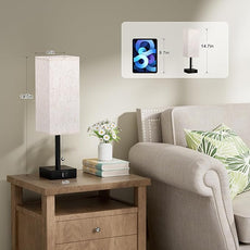 aooshine Pull Chain Small Table Lamp - 3 Color Temperature Bedside Lamp for Bedroom with USB Port, Minimalist Nightstand Lamp with Black Base, Desk Lamp for Kids Room Dorm, Bulb Included