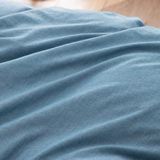 BESTOUCH Duvet Cover Set 100% Washed Cotton Linen Feel Super Soft Comfortable Chic Lightweight 3 PCs Home Bedding Set Solid Dark Blue Cal King