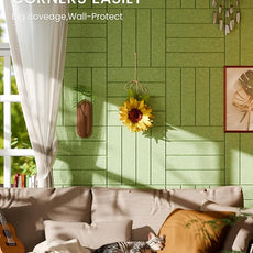 Bumusty Large Cork Board Alternative-36 x24 Felt Bulletin Board Tiles, with 30 Pushpins, 40 Adhesive Tabs, 6-Pack Slat Wall Paneling, Cork Boards for Office Push Pin Board Felt Board-Kelly Green