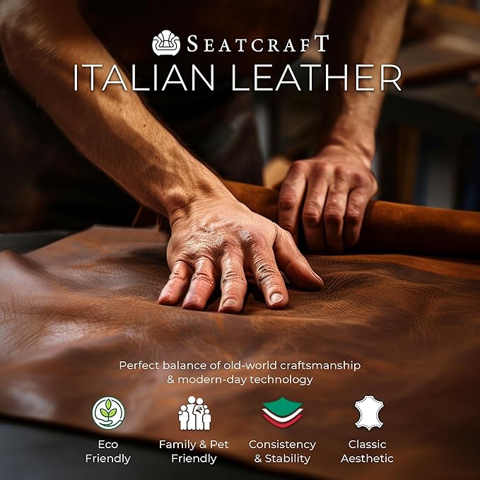 Seatcraft Anthem Home Theater Seating - Italian Leather - Power Recline Loveseat - Center Storage Console - Powered Headrests - Arm Storage - USB Charging - Cup Holders, Brown
