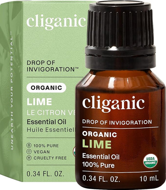 Cliganic Organic Lime Essential Oil for Hair, Skin, Aromatherapy - 100% Pure Natural Undiluted | Non-GMO Verified