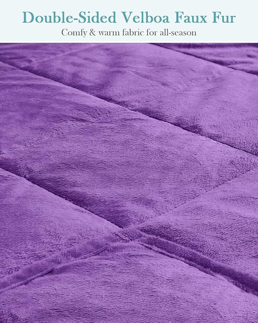 Topblan Weighted Blanket Queen Size 15lbs, Adult Weighted Blankets with Soft Warm Fabric for Sleeping and Calming, Adult Heavy Blanket for Sofa Bed, Purple, 60 x 80 inches