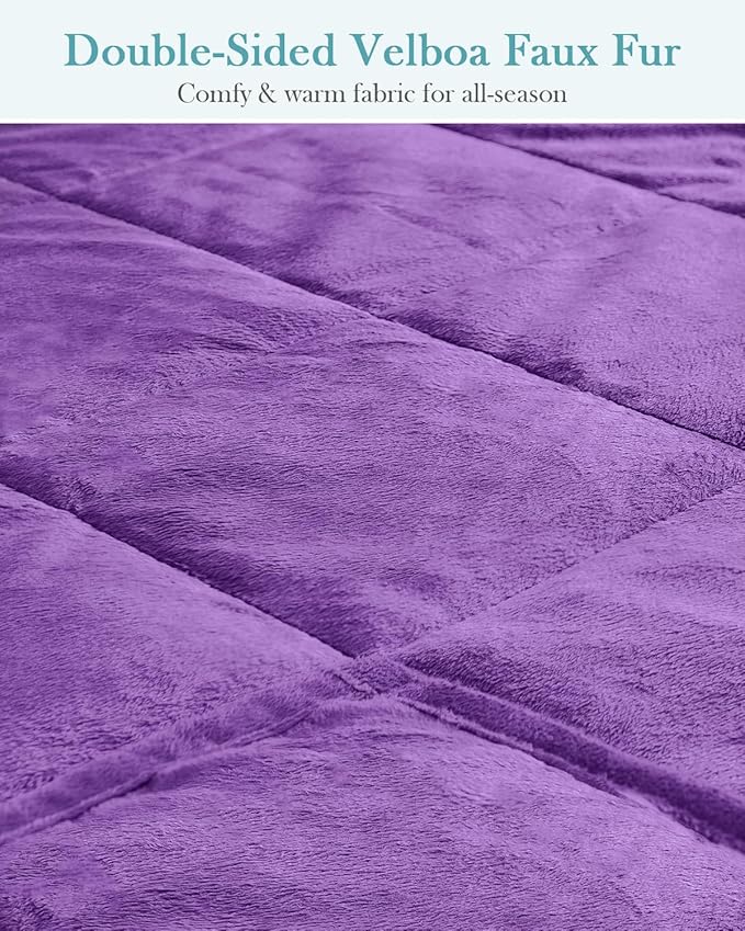 Topblan Weighted Blanket Queen Size 20lbs, Adult Weighted Blankets with Soft Warm Fabric for Sleeping and Calming, Adult Heavy Blanket for Sofa Bed, Purple, 60 x 80 inches