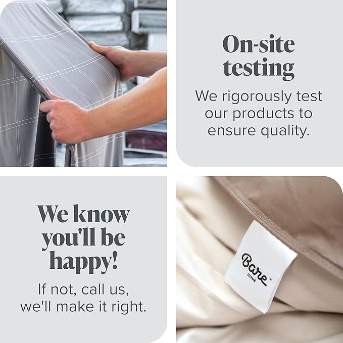 Bare Home Bed-in-A-Bag 7 Piece Comforter & Sheet Set - Queen - Goose Down Alternative - Ultra-Soft 1800 Premium - Bedding Set (Queen, Light Grey/Light Grey)