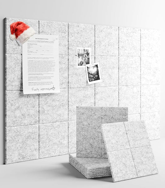 Large Felt Bulletin Board 36" x 24"Cork Board Alternative-6 Pack with 40 Safe Removable Adhesive Tabs, Cork Boards for Walls Cork Board for Home Office Classroom Pin Board-Marble Gray