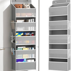 1 Pack 5-Tier Over the Door Organizer, Heavy-Duty Large Deep Pocket Hanging With 5 Large Front & 6 Side Pockets With for Pantry, Kitchen, Bathroom, Dorm, Grey