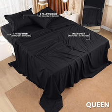 Utopia Bedding Queen Bed Sheets Set - Pack of 2 Sheet Sets - Perfect for Spa, Hotel, & Guest Bedroom - Brushed Microfiber - Shrinkage and Fade Resistant - Easy Care (Black)
