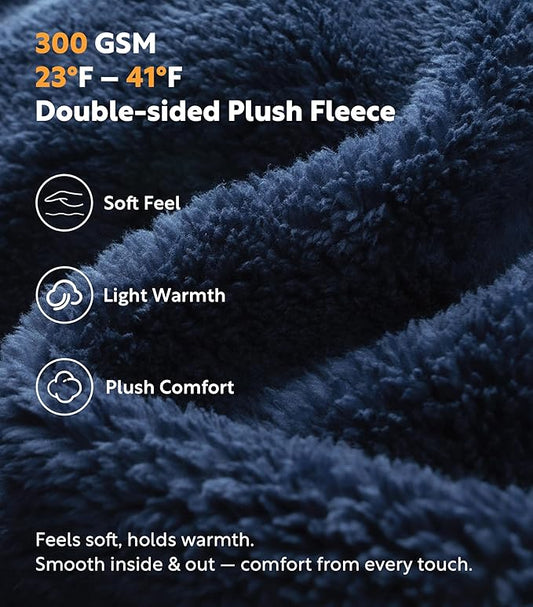 DAVID ARCHY Men's Hooded Robe Soft Coral Fleece Microfiber Bathrobe