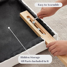 Kingfun Tufted Upholstered Twin Size Velvet Headboard in Modern Button Design, Adjustable Solid Wood Head Board, Premium Sponge Padded Headboards in Bedroom (White)