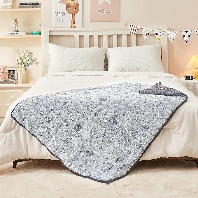 yescool Weighted Blanket 7 Pounds Weighted Lap Blanket, Glow in The Dark Star Heavy Blanket, Warm Minky Weighted Throw Blanket Gift for 60-80lbs, 40"x60"