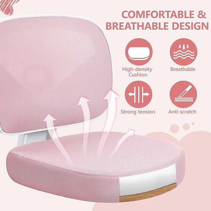 Primy Kids Desk Chair, Pink Study Chair for Boys Girls with Height Adjustable, Swivel Mesh Task Student Chairs for 4-12, Growing Teen Office Chair for Home/School/Office (Pink)