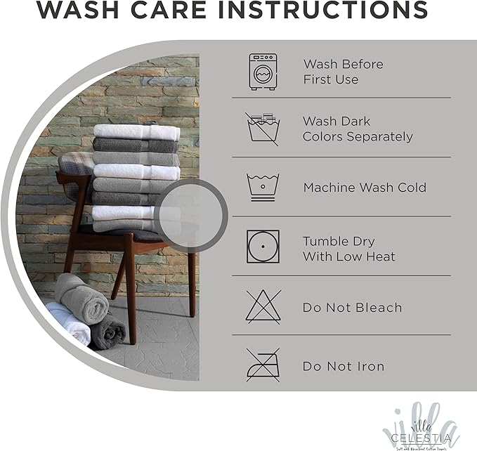 100% Cotton Bath Towel Set of 18-4 Bath Towels, 6 Hand Towels, 8 Wash Cloths, Sustainable, Soft, Highly Absorbent, Combed Cotton 18 Piece Set for Hotels, Spa, Bathroom, Dorm, Silver
