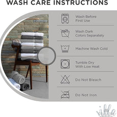 100% Cotton Bath Towel Set of 24-6 Bath Towels, 6 Hand Towels, 12 Wash Cloths, Sustainable, Soft, Highly Absorbent, Combed Cotton 24 Piece Set for Hotels, Spa, Bathroom, Dorm, White