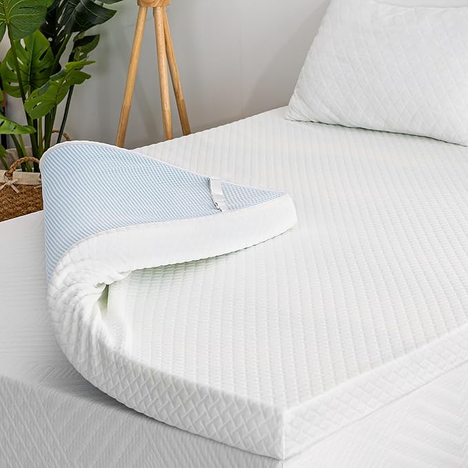2 Inch Gel Memory Foam Mattress Topper Queen Size, Cooling Bed Topper for Pressure Relief with Removable Breathable Soft Cover, CertiPUR-US Certified