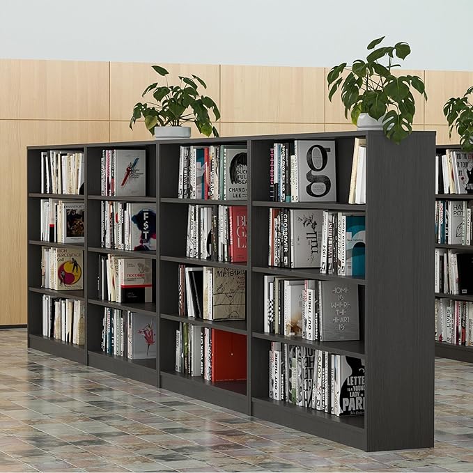 Farini 4 Shelf boockase Display Bookcase Freestanding Wooden Bookshelves for Home Office Living Room,48 Inch Height,Grey