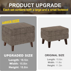 Foot Rests with Adjustable Cover, BOGO, Storage Ottoman Dorm, Footstool and Sitting Stool, Ottoman Foot Stool Set for Living Room, Bedroom, Dorm, Brown