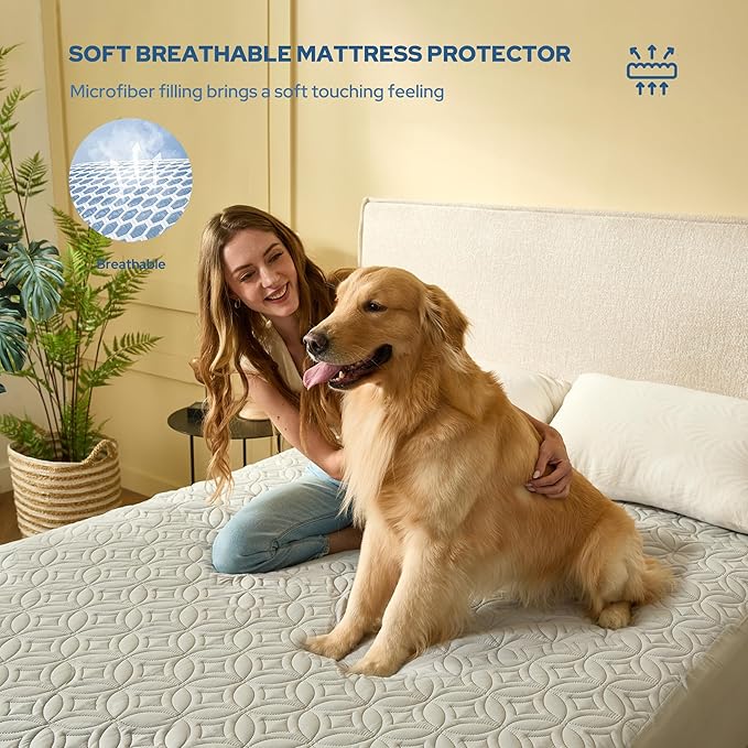 BEDLORE Waterproof Mattress Protector, Twin XL Size Mattress Pad with Deep Pocket 6"-15" Depth, Soft Dirt-Proof Double Bed Mattress Cover for Bedroom, College Dorm, Hotel (Light Gray)