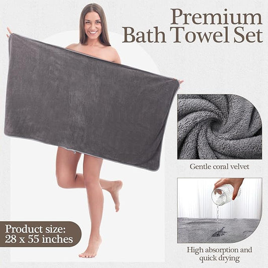 VitalCozy Set of 6 Large Bath Towels for Bathroom 28 x 55 Inches Soft Absorbent Shower Towels Bulk for Daily Use Gym Beach Pool Hotel(Fresh Color)