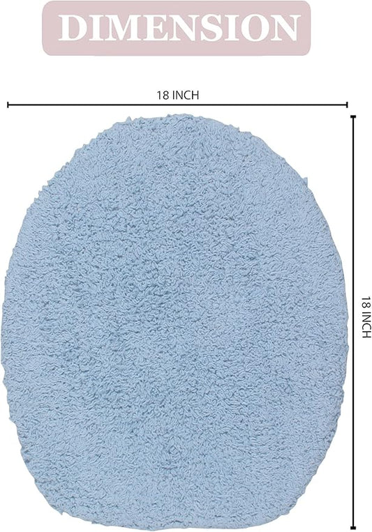 Home Weavers Double Ruffle Collection 100% Cotton Toilet Lid Cover, 18"x18" – Soft, Absorbent & Washable Bathroom Lid Cover with Non-Slip Backing, Blue