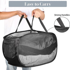 4 Pack Collapsible Laundry Baskets, Foldable Laundry Basket with Pocket, Durable Pop Up Hampers, Reinforced Handles Dirty Clothes Hamper for Laundry, Bedroom, Bathroom, Dorm, Travel or Camping Black