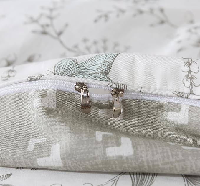 FADFAY Duvet Cover Set Twin Colorful Butterfly Bedding Vintage Botanical Comforter Cover Set Shabby Branches Bedding 100% Cotton Ultra Soft Quilt Cover with Hidden Zipper Closure 3Pcs, Twin Size