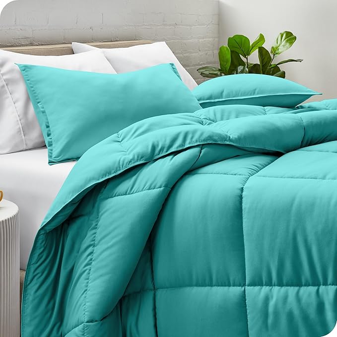 Bare Home Comforter Set - Queen Size - Ultra-Soft - Goose Down Alternative - Premium 1800 Series - All Season Warmth (Queen, Turquoise)