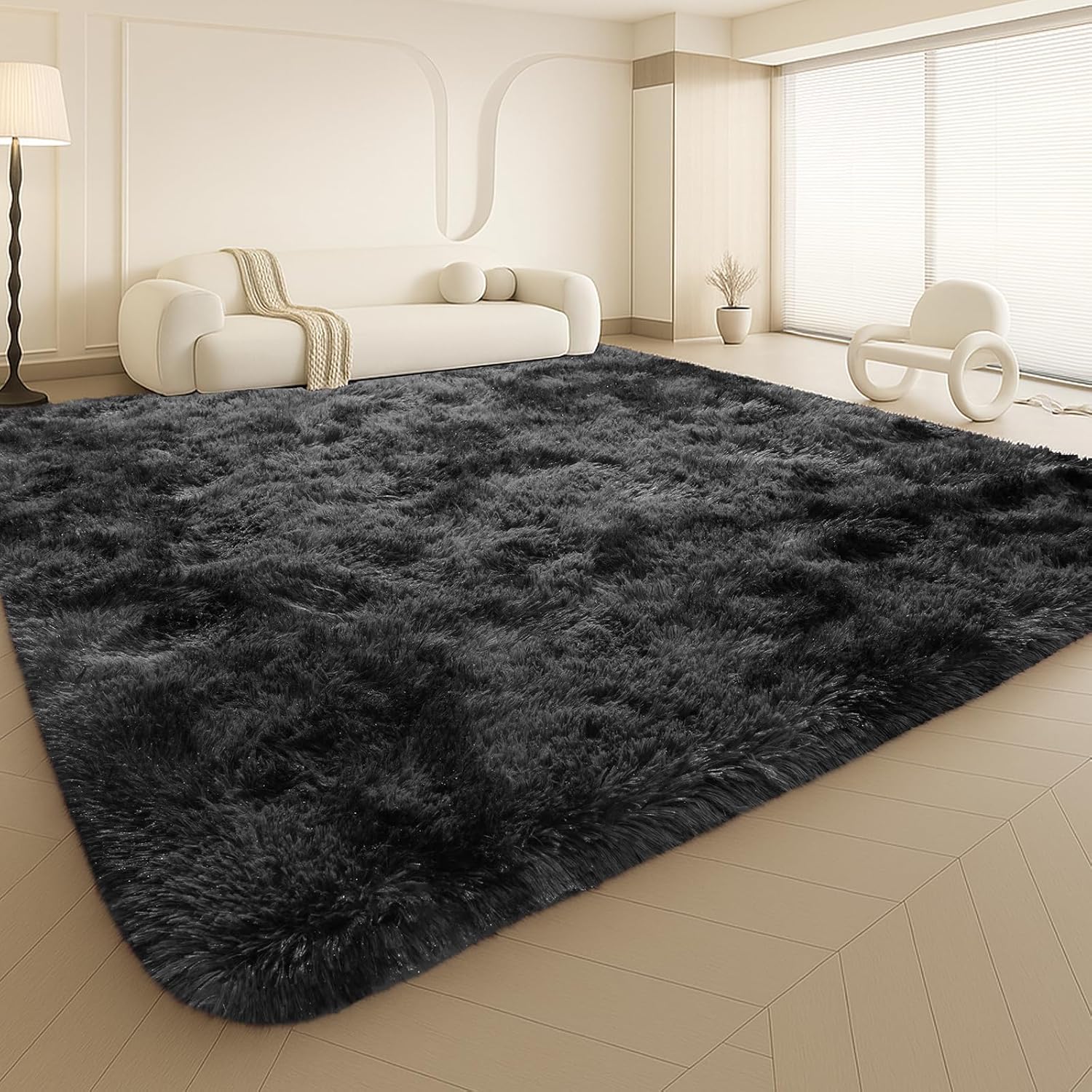 8x10 Area Rugs Living Room, Beige Large Plush Fluffy Bedroom Carpet, Non-Slip Upgraded Indoor Thick Soft Rug, Modern Plush Carpet Suitable for Kids Home Decor Aesthetics Dorm. Dormly