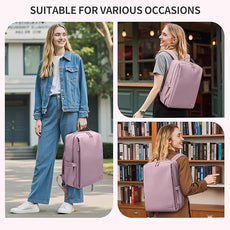 Stylish Laptop Backpack for Women Airline Approved Perfect for Work College and Travel Multi-Functional Casual Daypack Fits 14 Inch Notebook (Pinkish Purple)