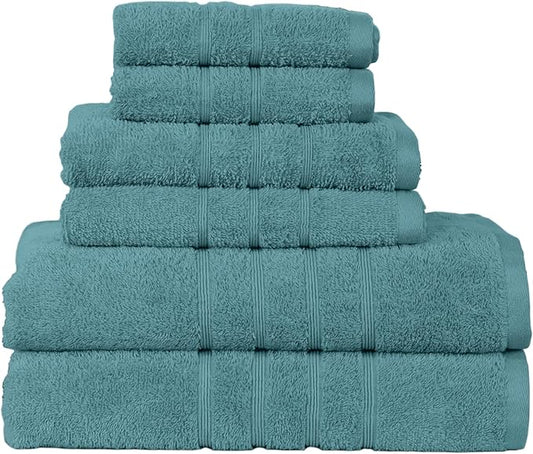 Martex 6-Piece Towel Set – Ultimate Performance – 100% Cotton – 2 Bath Towels – 2 Hand Towels – 2 Wash Cloths – Versatile – Low-Linting – Supersoft & Absorbent Bathroom Set – Easy Care – Larkspur Teal