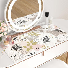 QIYI Large Mouse Pad, Exotic Pattern Desk Mat for Desktop, Women Girls Office Décor Desk Accessories, PU Leather Waterproof Gaming Mousepad, Tropical Plants Gold Desk Pad Computer Mat, 31.5