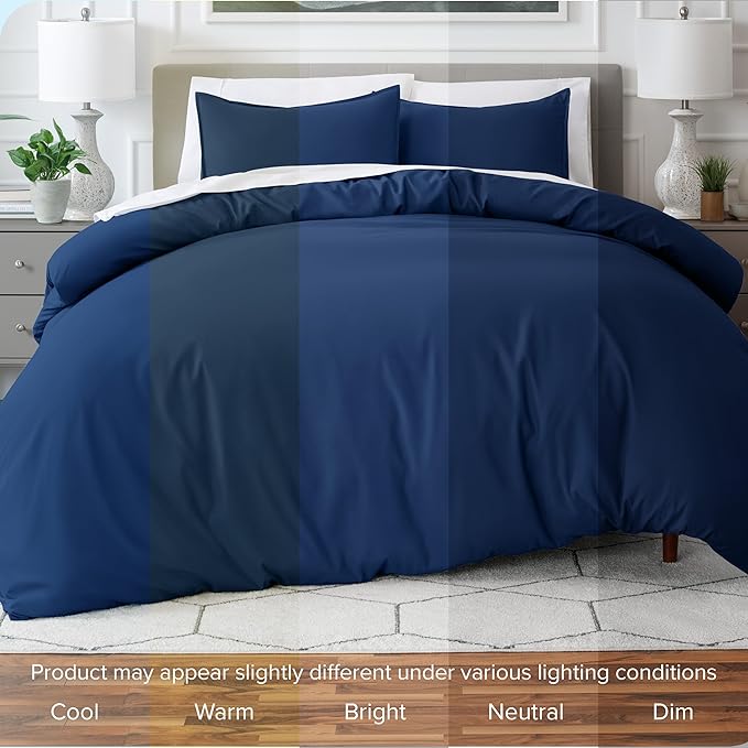 Bare Home Bedding Duvet Cover King Size - Premium 1800 Super Soft Collection - Lightweight, Cooling - Soft Breathable Bedding Duvet Cover (King, Dark Blue)