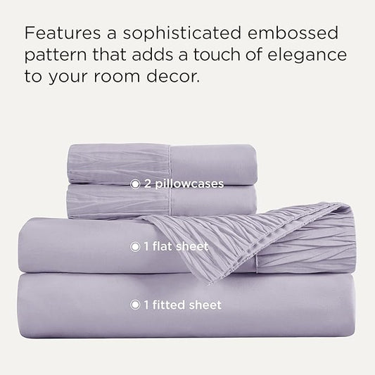 Bedsure King Size Sheets Set - 4 Pieces Soft King Sheets - Breathable & Cooling - Hotel Luxury - Easy Care Polyester Microfiber Bedding for Women, Men, Lavender