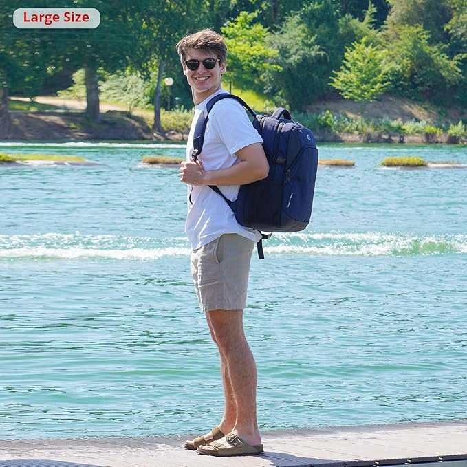 Swissdigital Design Travel Laptop Backpack for Men and Women, 35L Expandable Large Business Backpack with USB Charging Port for Fits 17 Inch Notebook, Blue | SD1671-12