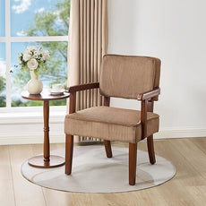 Corduroy Accent Chair Set of 2 with Table, Mid Century Modern Armchairs with Solid Wood Frame, Oversized Reading Leisure Chair (Corduroy Brown, Set of 2 with Table)