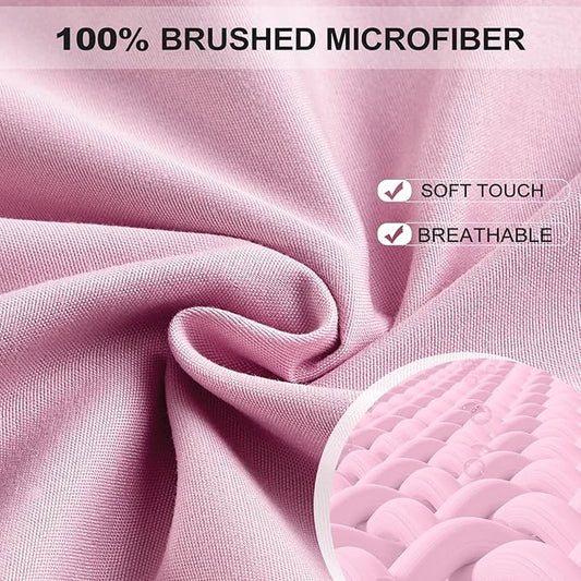 FreshCulture California King Fitted Sheet Only - Hotel Quality Fitted Sheet - Ultra Soft & Breathable - Brushed Microfiber - Deep Pocket - Cooling Fitted Sheets for Cal King Size Bed (Dusty Pink)