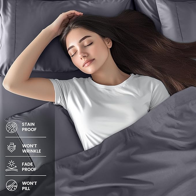Utopia Bedding King Sheet Set – 4 Piece Bed Sheets for King Size Bed, Soft and Breathable Microfiber, Includes 1 Fitted Sheet, 1 Flat Sheet and 2 Pillowcases (Grey)