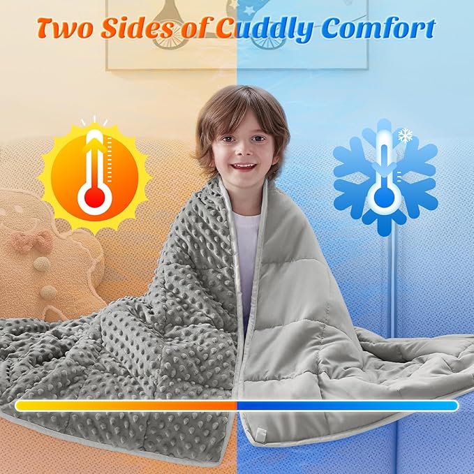 anfie Weighted Blanket Kids(48"x72" 6lbs) Weighted Blanket Cooling Blanket for Sleeping,Throw Size Breathable Blanket with Premium Glass Bead(Grey)