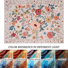 DUKINO 3x4 Area Rug, Lightweight Non Slip Washable Floral Rug, Indoor Low Pile & Non-Shedding Boho Design Carpets for Bedroom, Kitchen, Dining Room, Beige