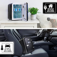 Koolatron Mini Fridge - 6 Can Refrigerator for Bedroom Office, Portable Table Top Beverage Cooler, 12V 110V Refrigerador For Drinks, Soda, Wine, Use In Car, Dorm, Outdoor, Patio